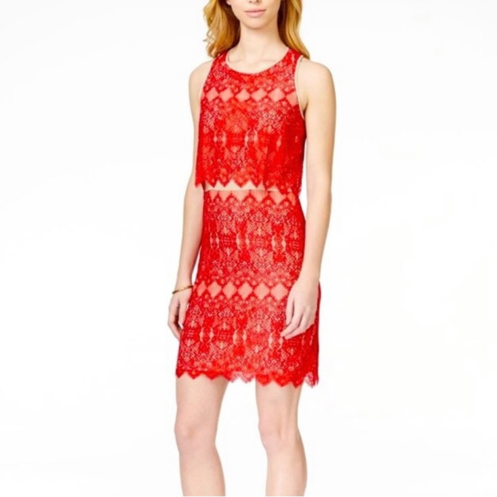 Kensie red & lace cocktail dress